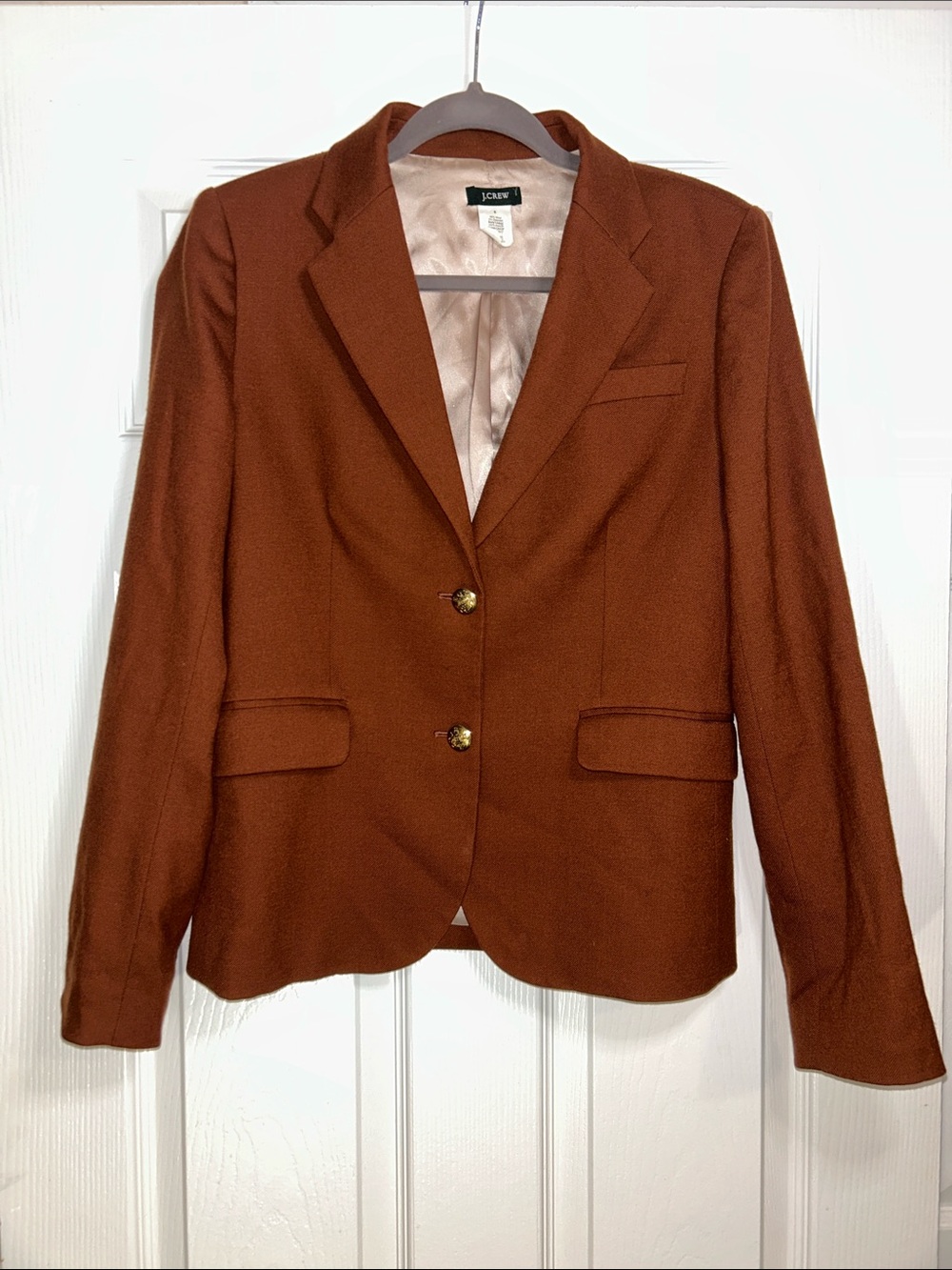J.Crew Women’s Size 6 Rust Brown Wool Blend Tailored Blazer Gold Buttons